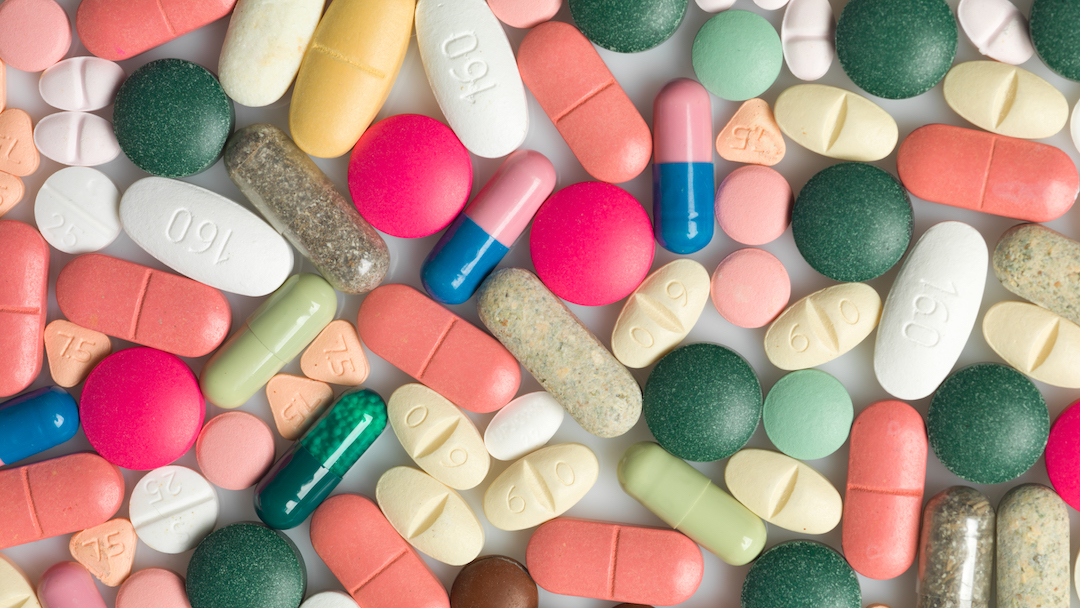 Many coloured medicines of different types