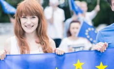 Woman with European Union flag